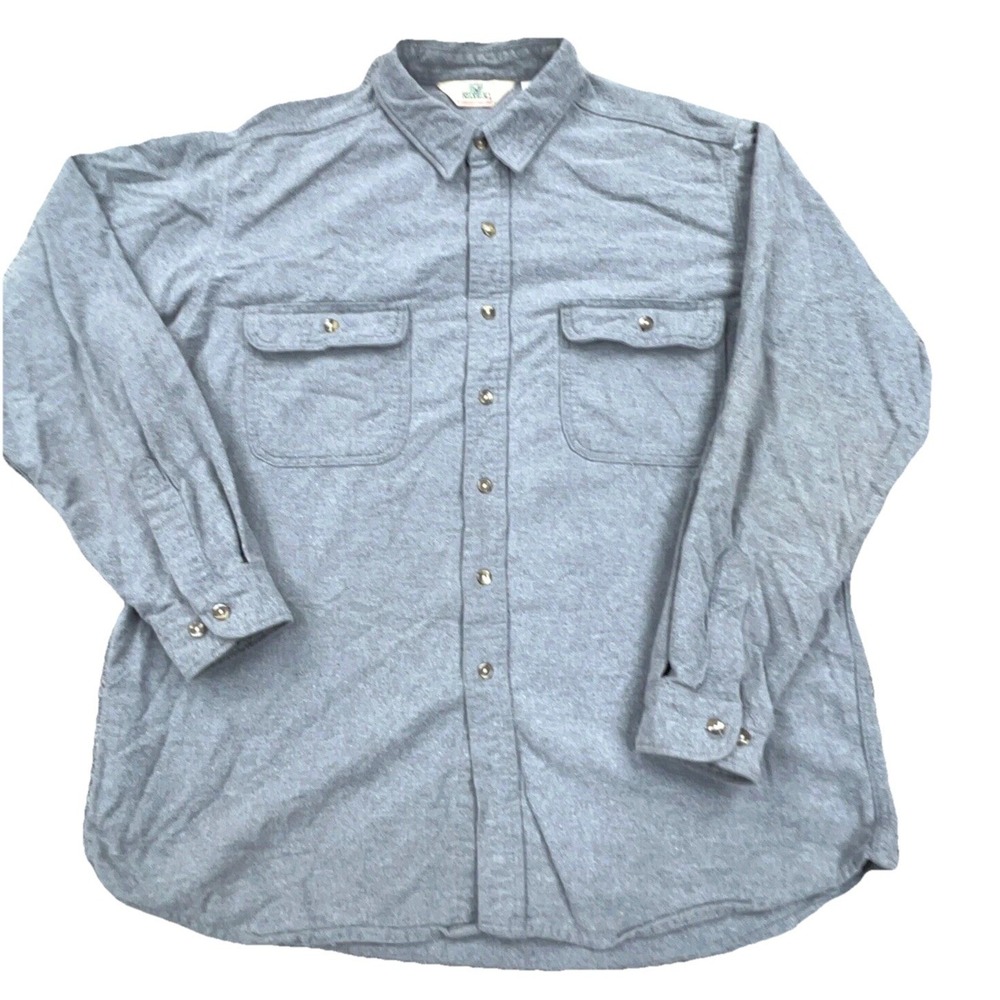 Vintage RedHead Shirt Men XL Gray Button Up Chamois Cloth Thick Heavy Camp Y2K